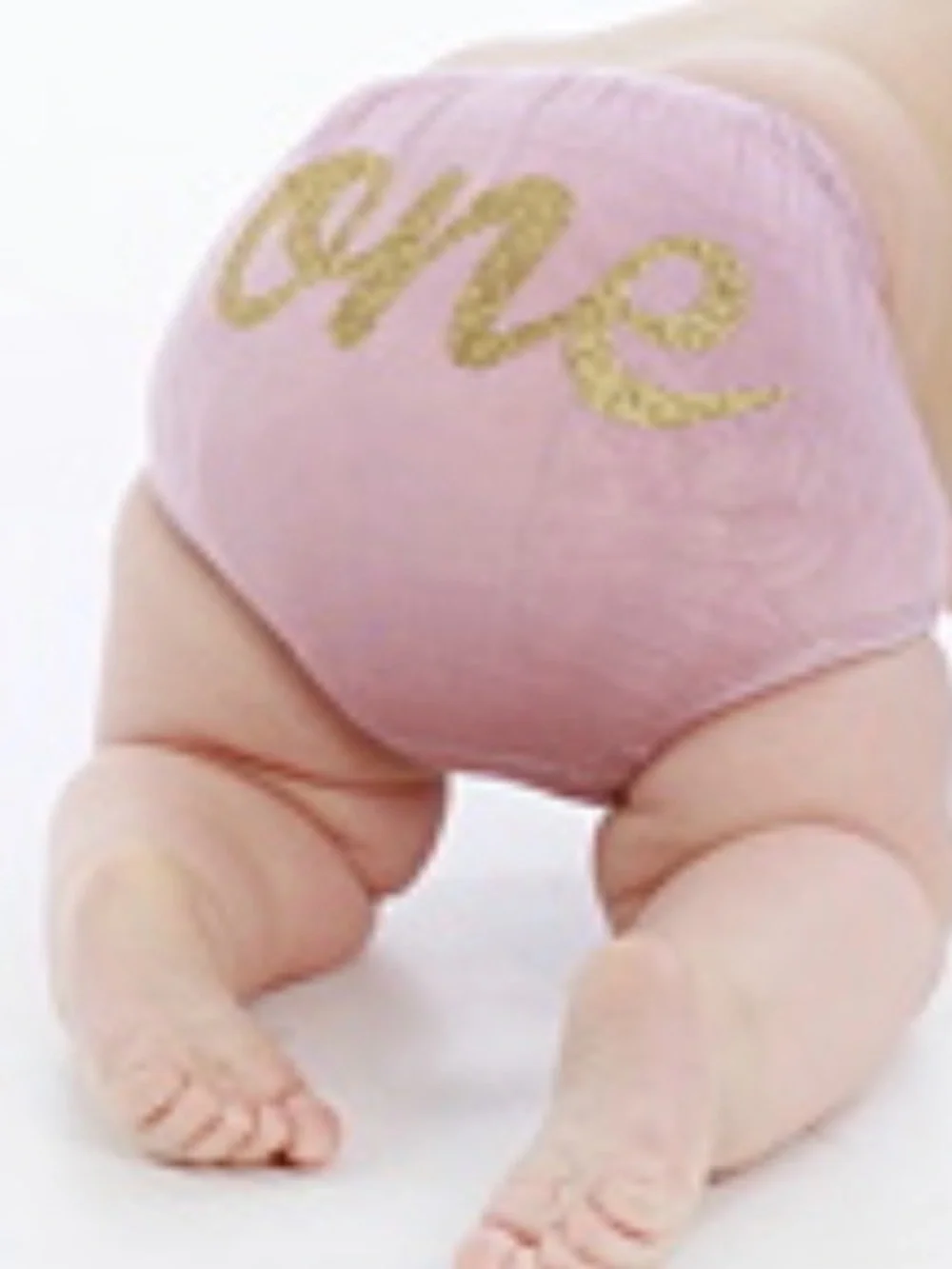 Pink Baby Diaper Cover with Gold 'One' Glitter